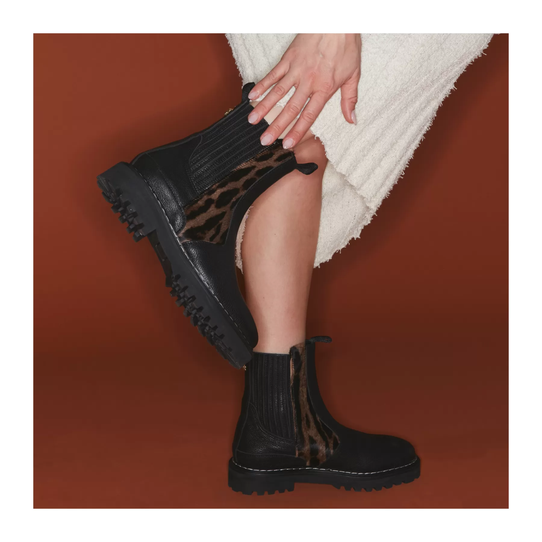 Bottines Ziggy<Claris Virot Bottines Ziggy Cuir Noir Et Ocelot