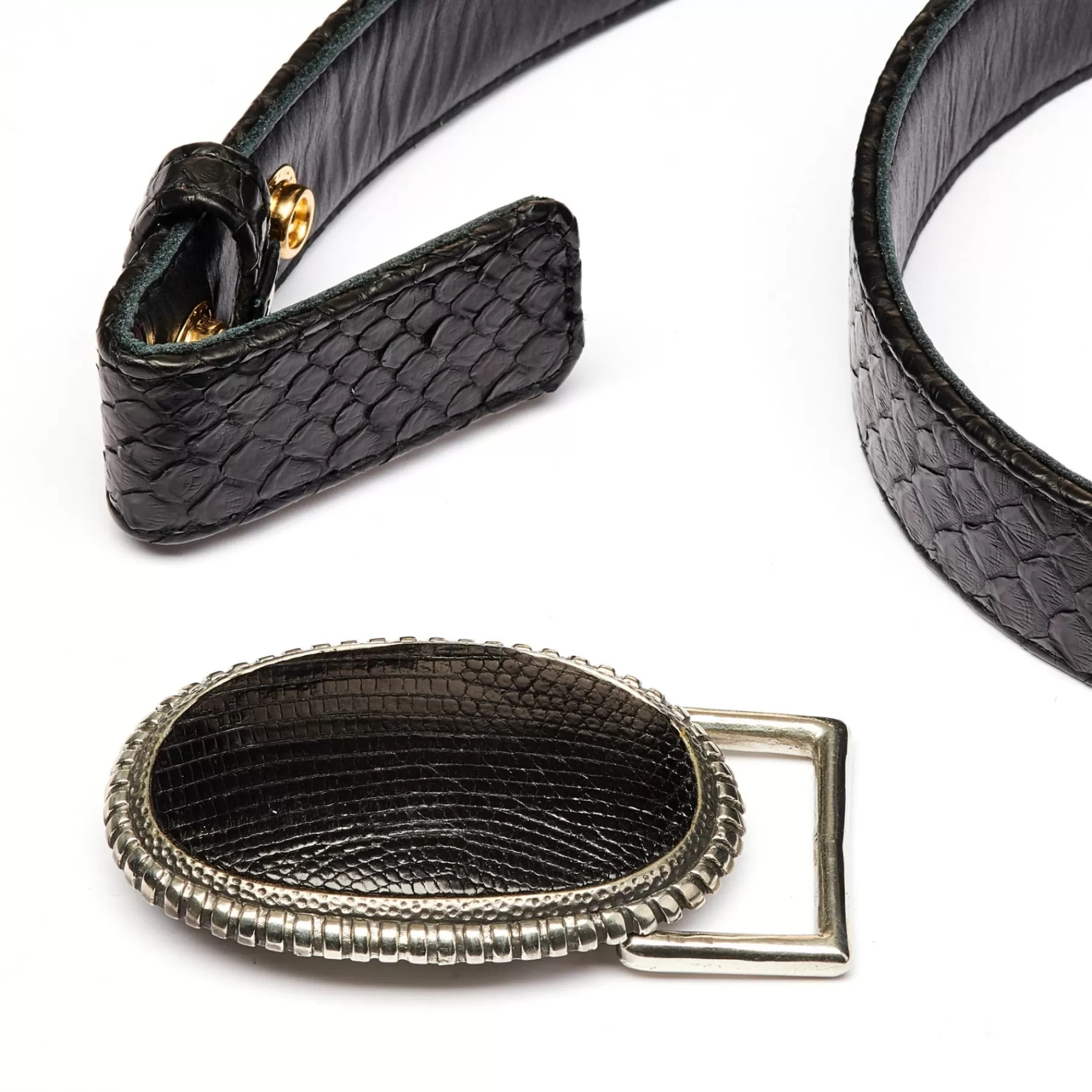 Boucle De Ceinture<Claris Virot Boucle De Ceinture Lezard Noir