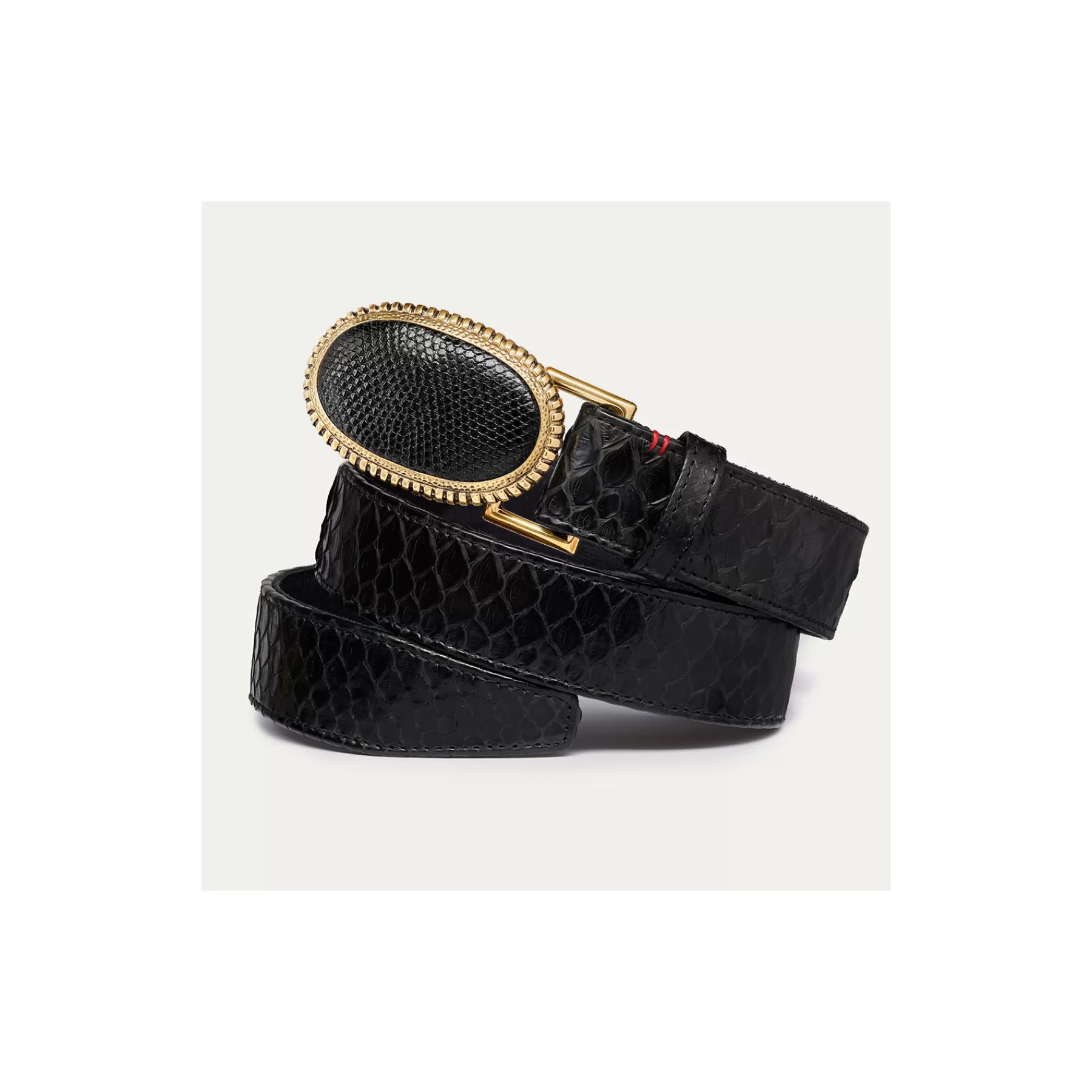 Ceinture Dallas<Claris Virot Ceinture Dallas Python Noir Boucle Noire