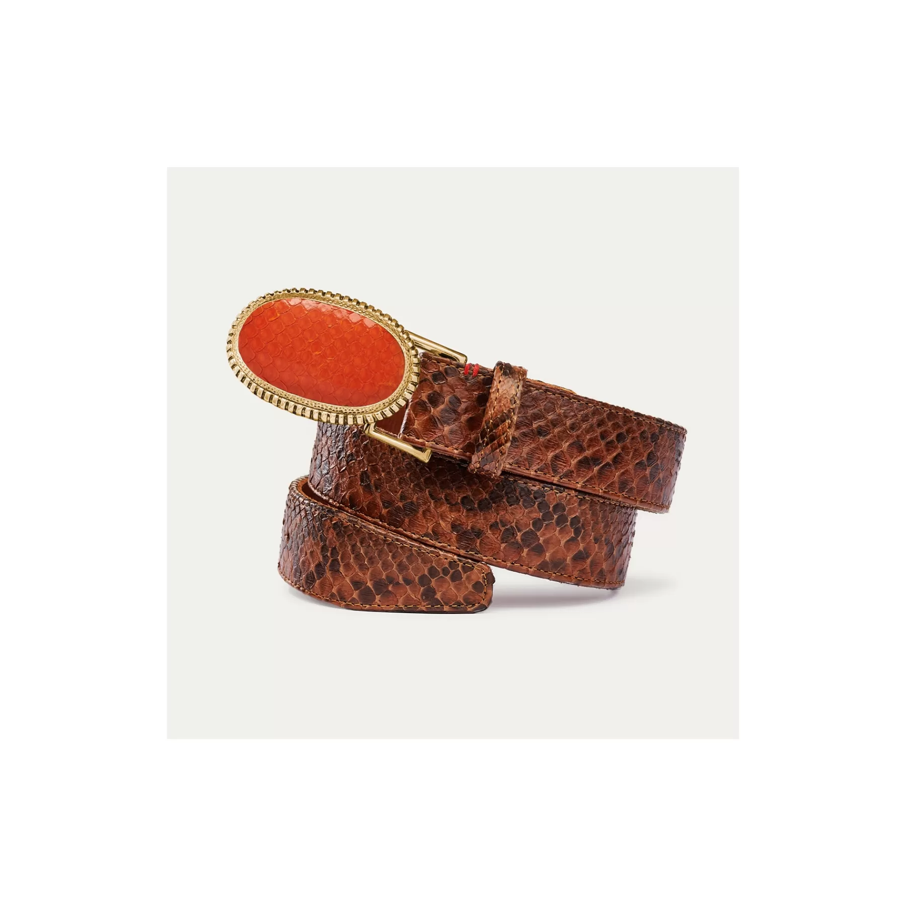 Ceinture Dallas<Claris Virot Ceinture Dallas Python Moka Boucle Orange