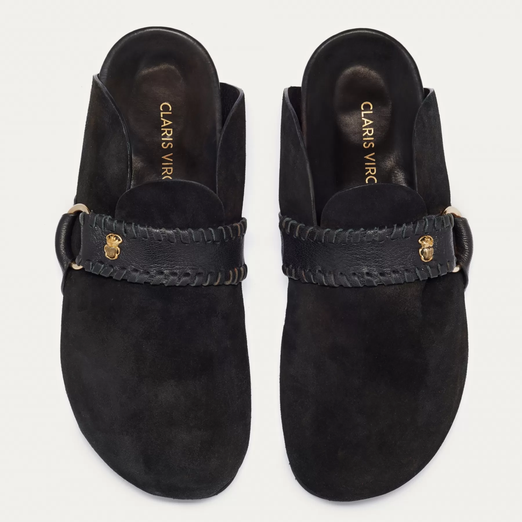 Mules<Claris Virot Mules Georgette Cuir Et Suede Noir