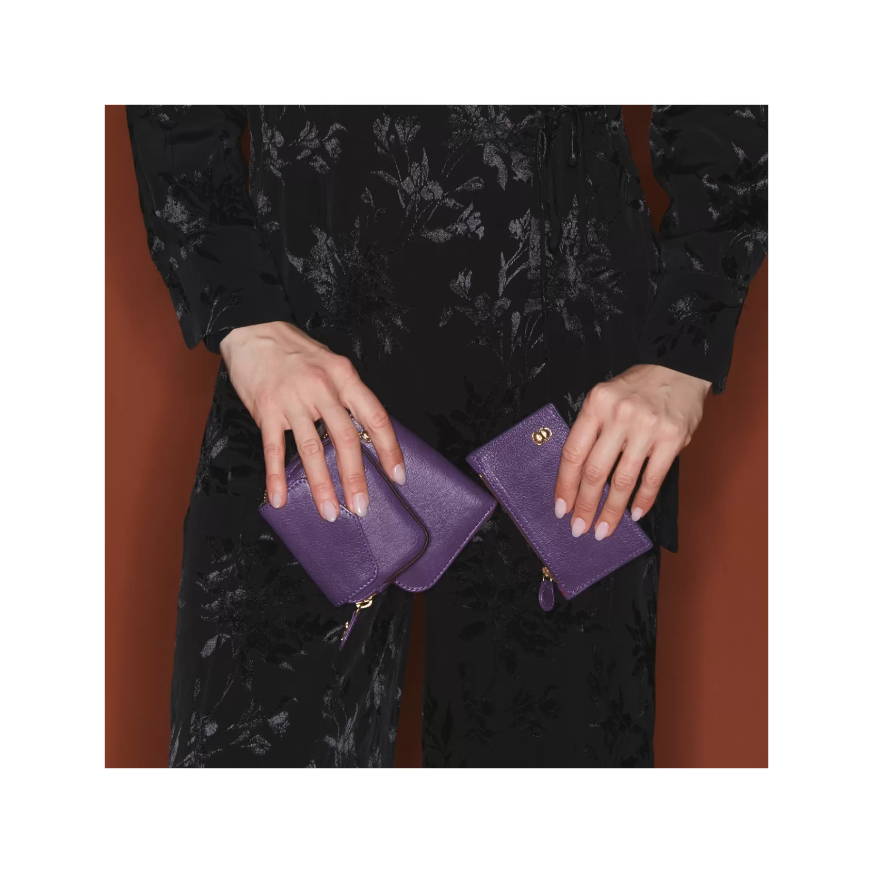 Sacs<Claris Virot Porte Cartes Helena Cuir Graine Violet