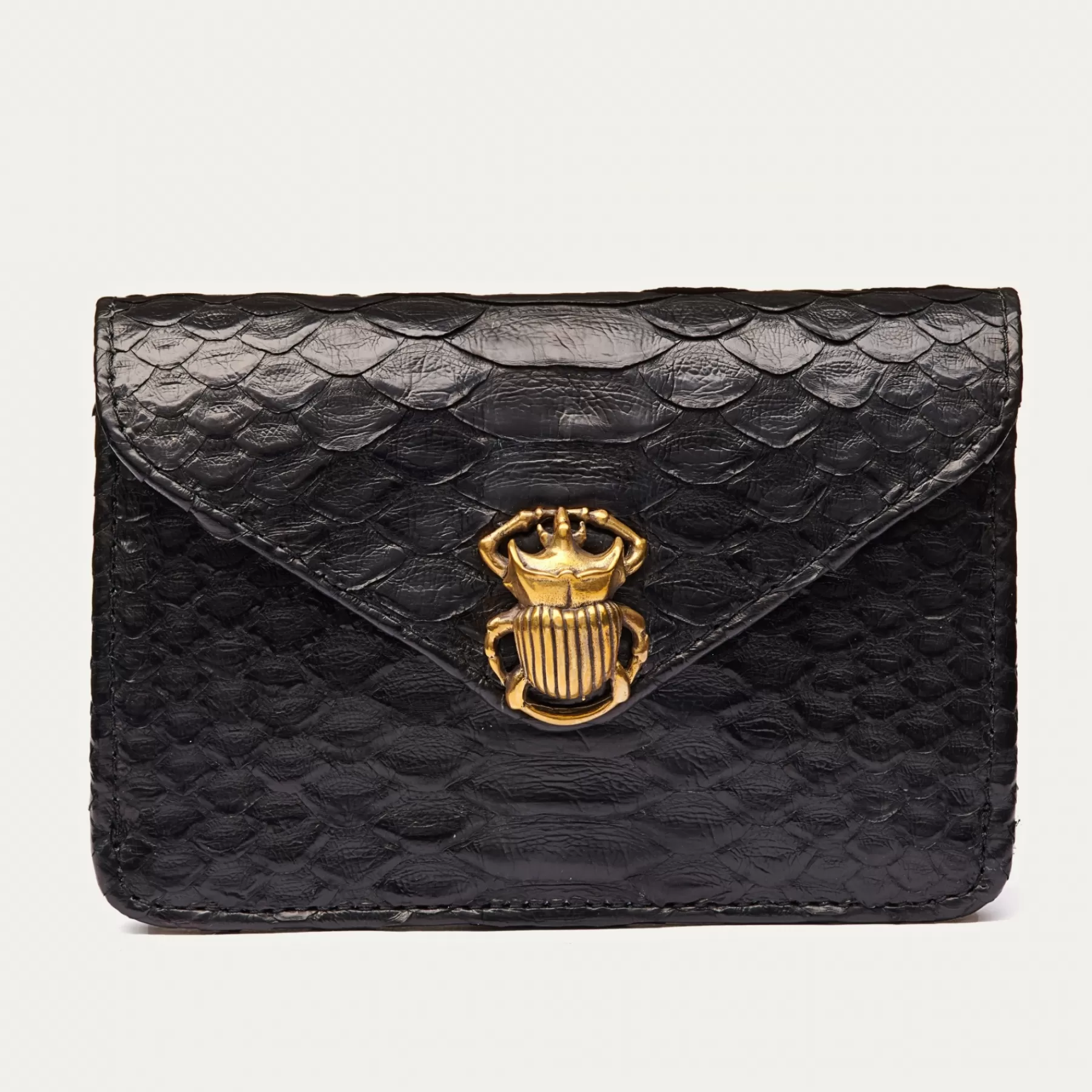 Sacs<Claris Virot Portefeuille Alex Python Noir Metallerie Or