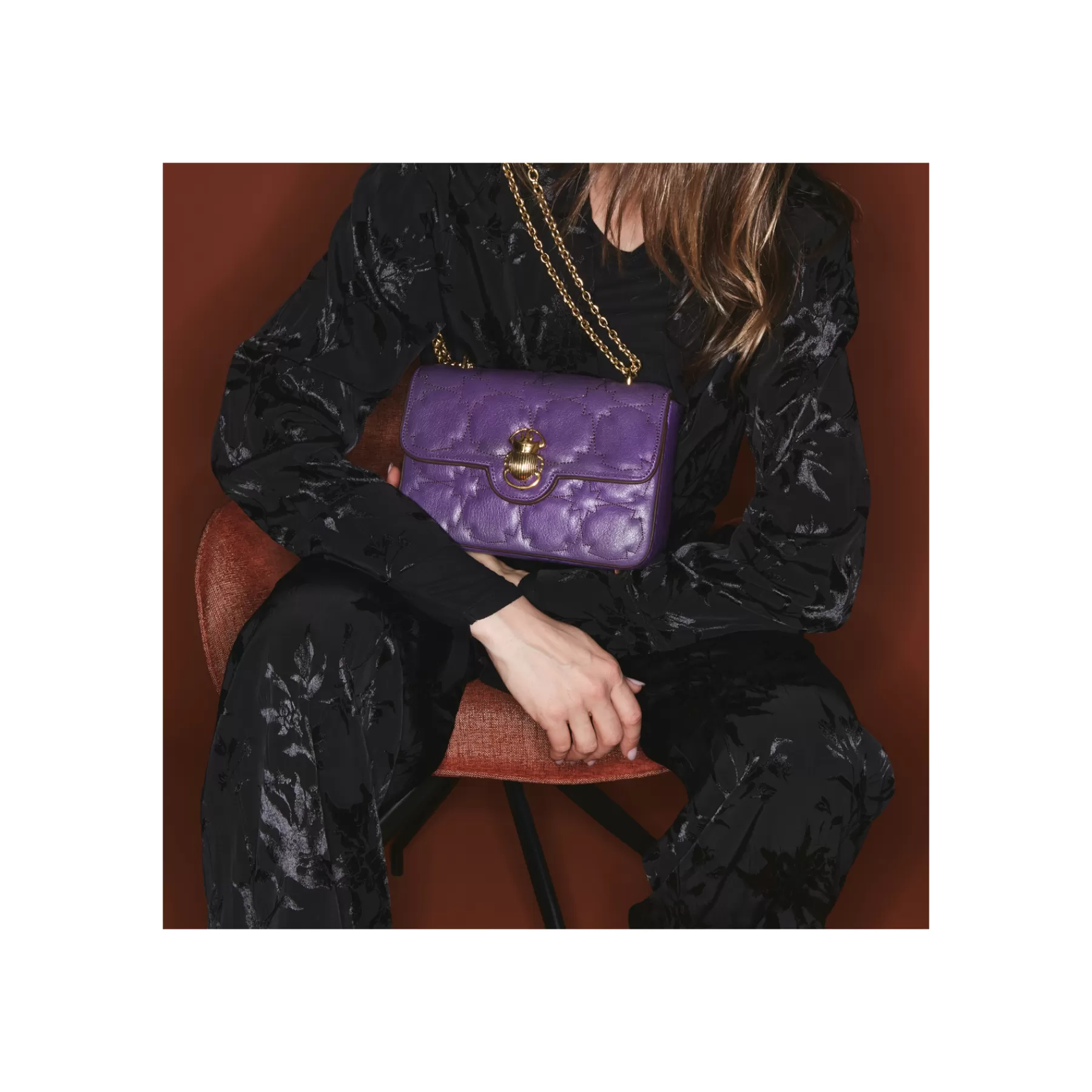 Sacs<Claris Virot Sac Ava Medium Cuir Violet Brode