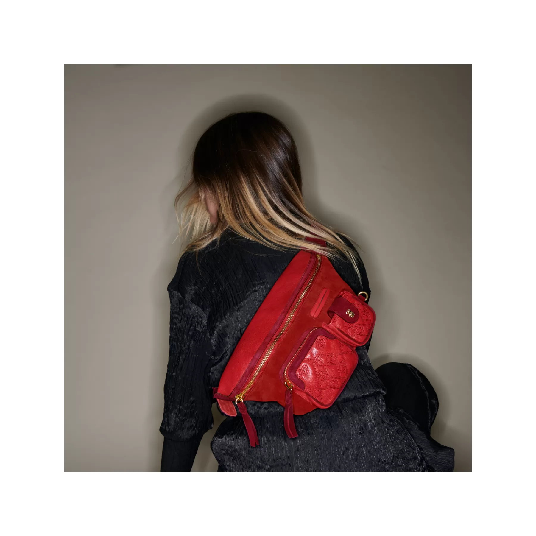 Sacs<Claris Virot Sac Banane Romeo Cuir Et Suede Vermillon