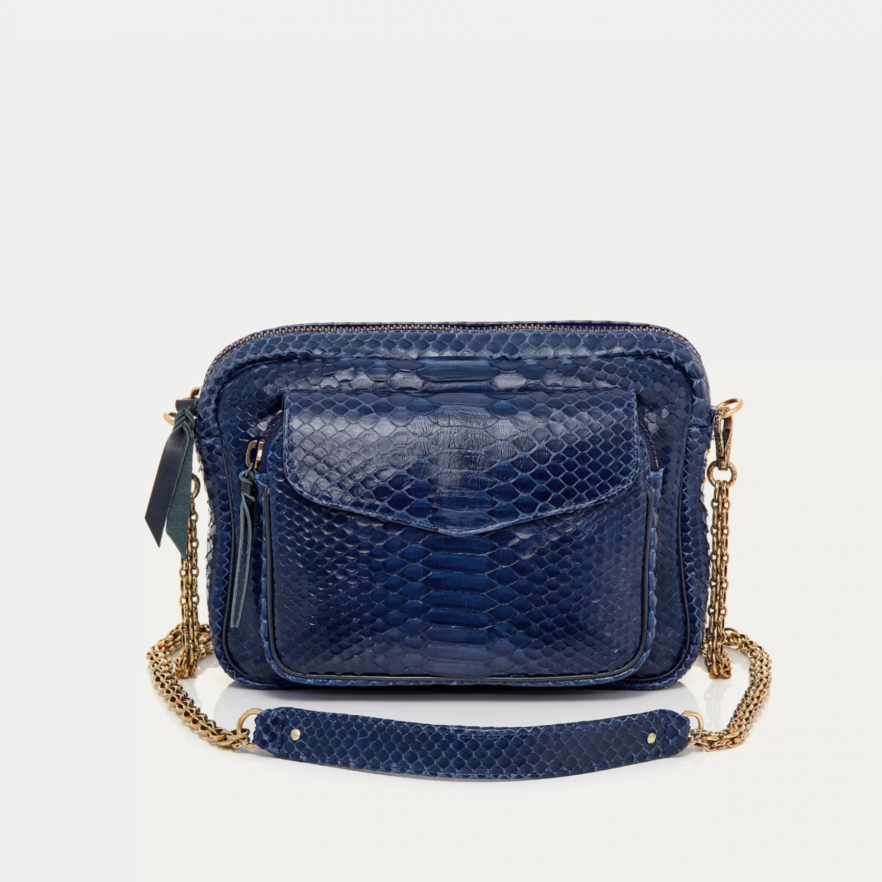 Sacs<Claris Virot Sac Big Charly Python Navy Chaine Or