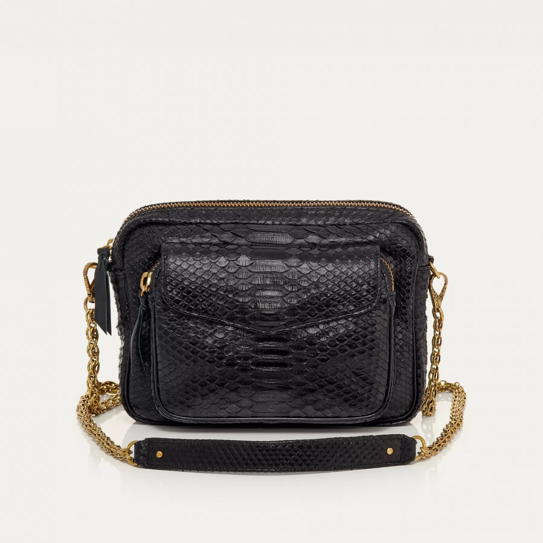 Sacs<Claris Virot Sac Big Charly Python Noir Chaine Or