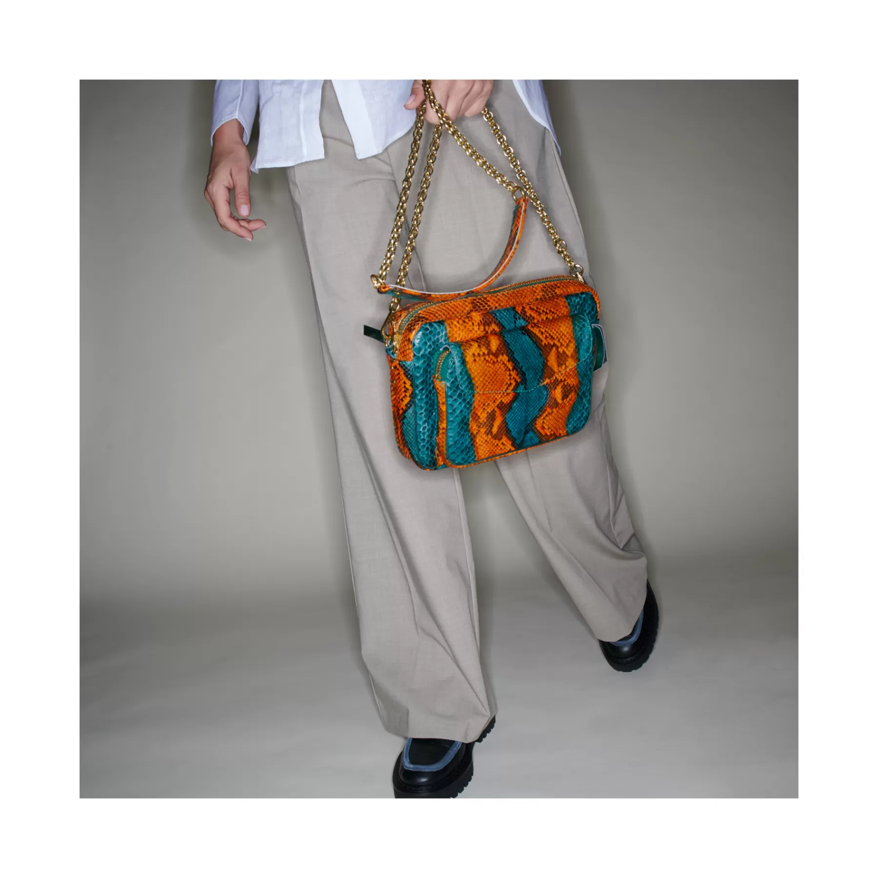 Sacs<Claris Virot Sac Big Charly Python Vert Orange