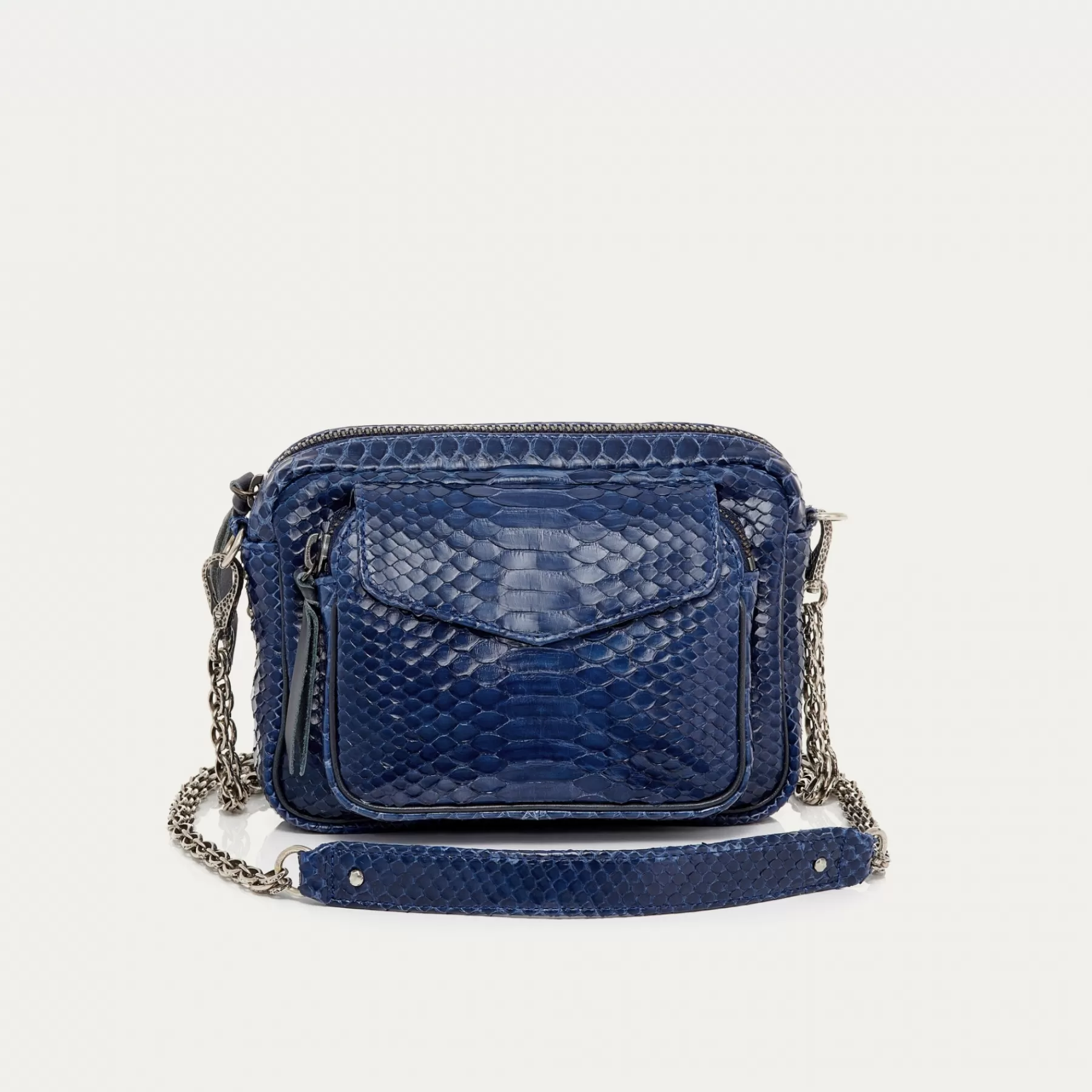 Sacs<Claris Virot Sac Charly Python Navy Chaine Argent