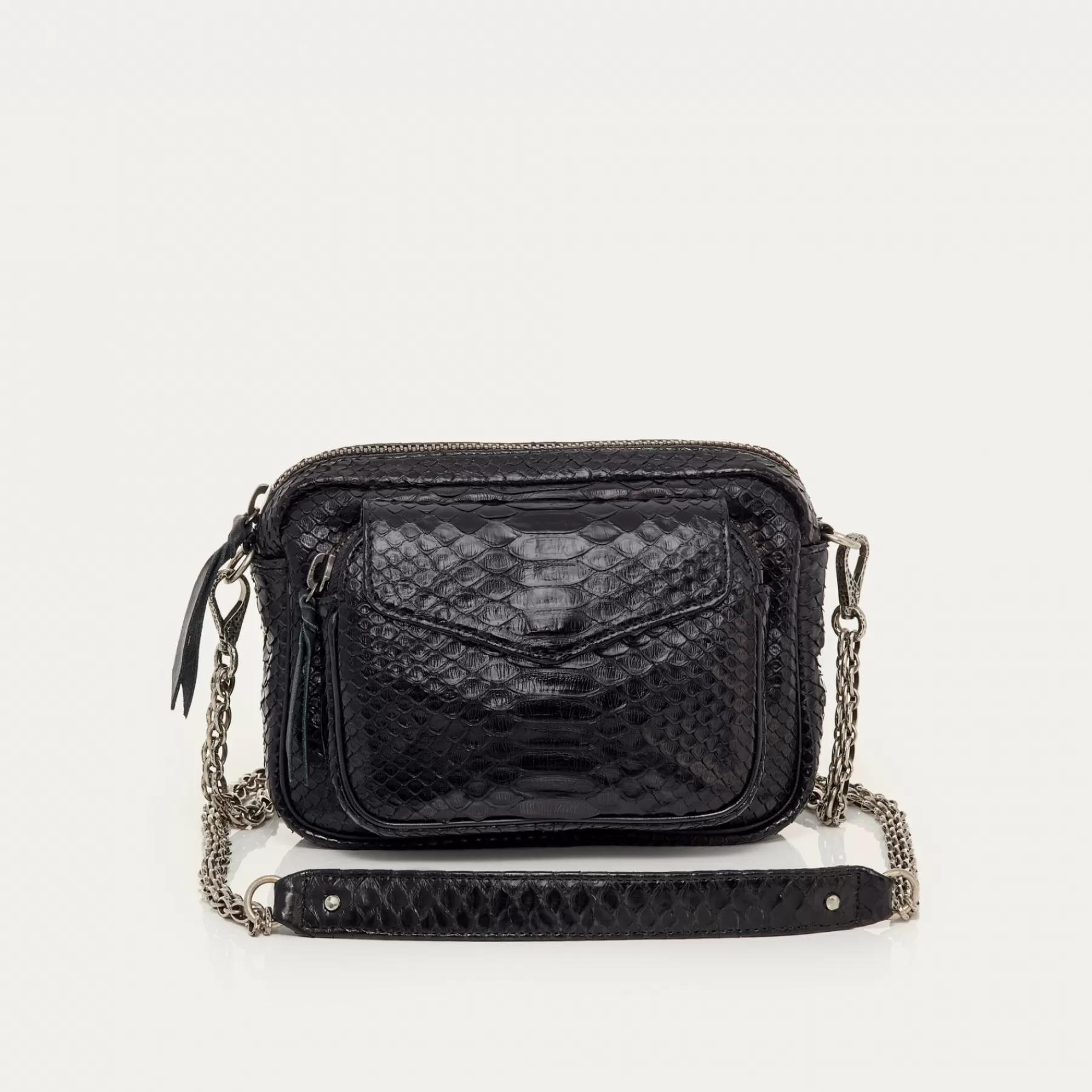 Sacs<Claris Virot Sac Charly Python Noir Chaine Argent