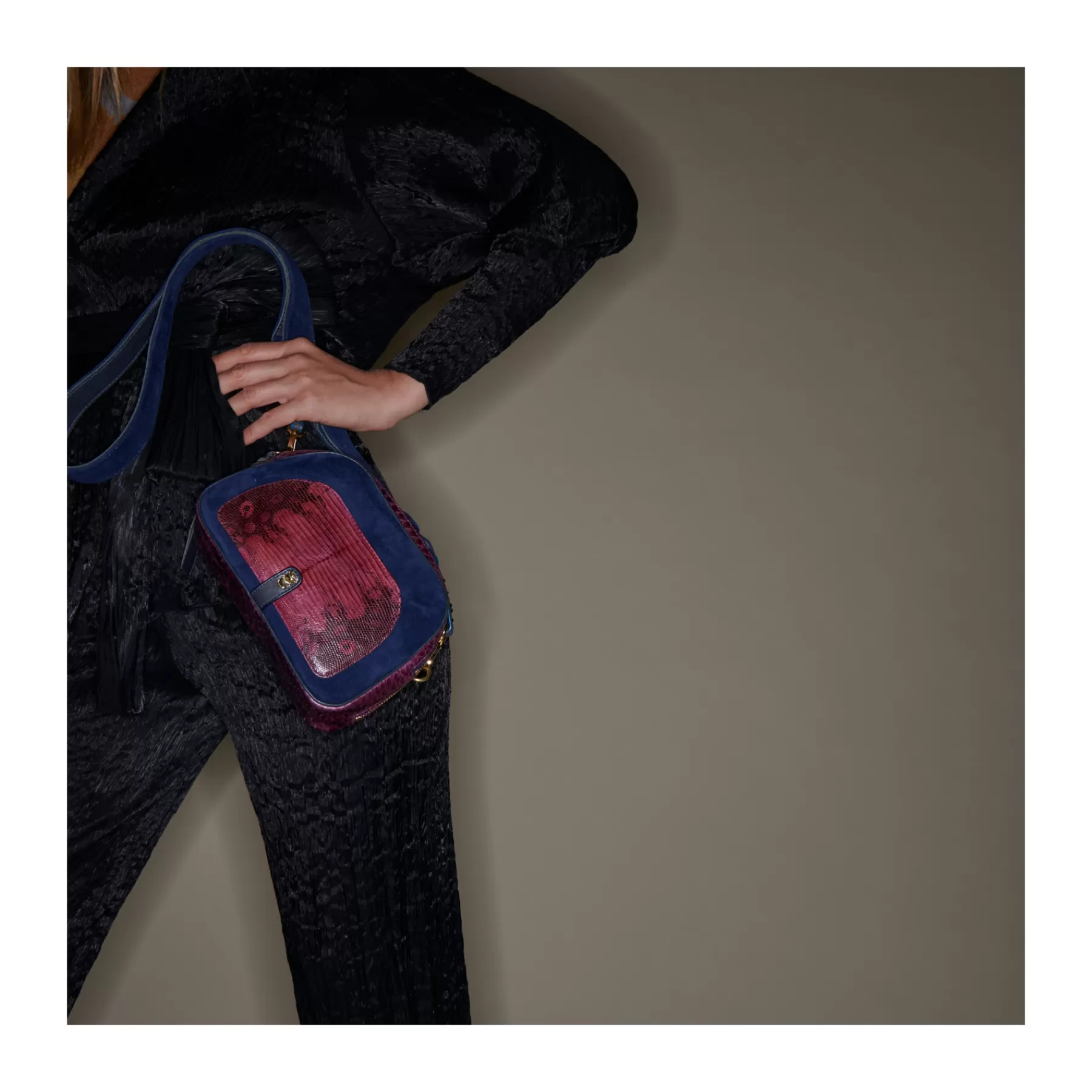 Sacs<Claris Virot Sac Clara Python Et Suede Violet